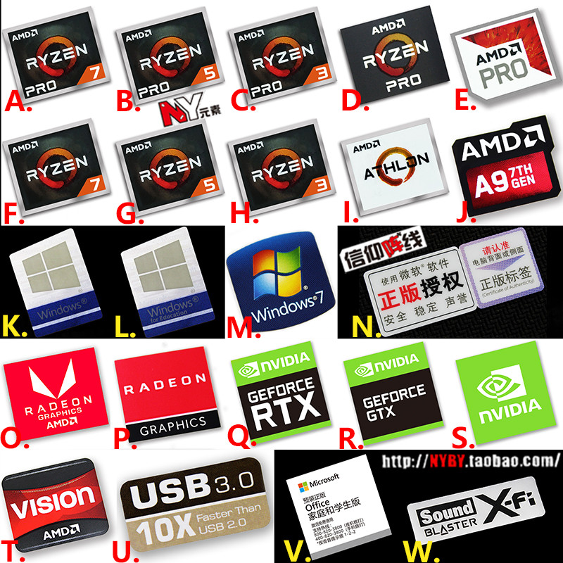 AMD FX A10 A8 Ryzen Ryzen R7 R5 R3 CPU Computer Sticker Notebook Label ...