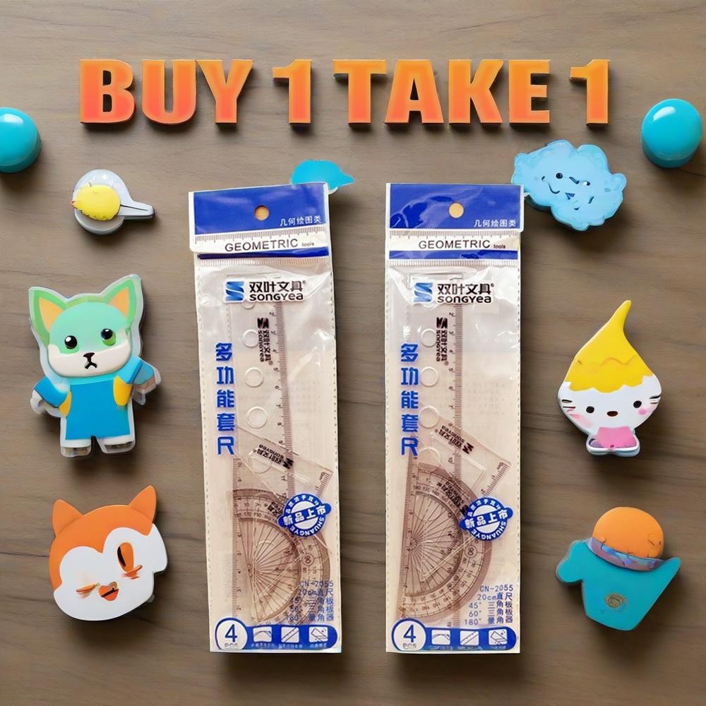 Buy 1 Take 3 Stationery Reward Learning Tool Ruler Set Ruler Triangle ...