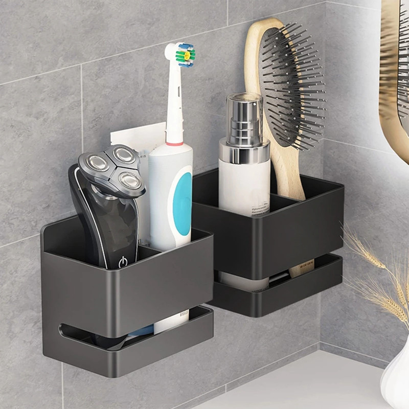 Wall Mounted Bathroom Rack Toothbrush Toothpaste Holder Aluminum ...
