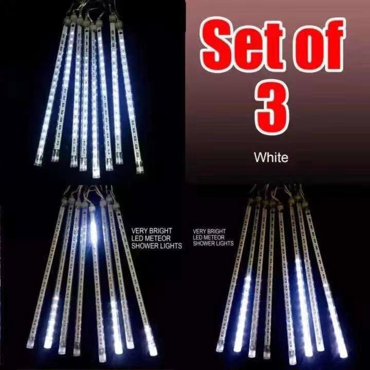 DM ( Set of 3 ) Meteor Shower SolarPower/Solar/Plug in LED Christmas ...