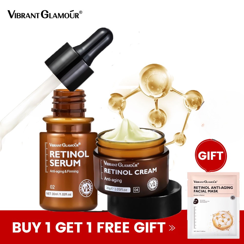 VIBRANT GLAMOUR FDA Retinol Set Face Cream+Facial Serum VA Anti Aging ...