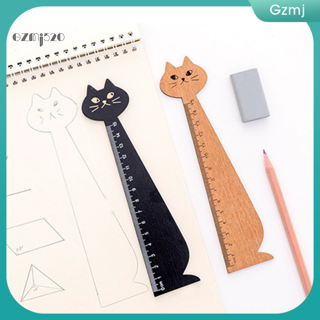 Gzjjx Ruler Retro Sturdy Clear Scale tationery Eco-friendly Cartoon Cat ...