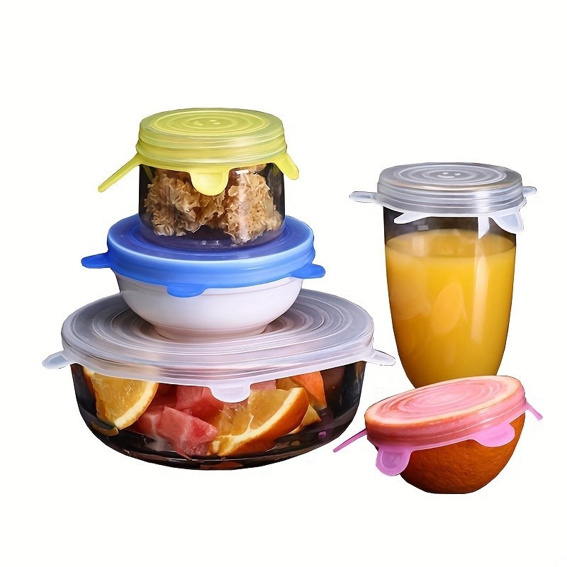 6pcs/set Silicone Elastic Lids Reusable Durable Food Storage Bowl Lids ...