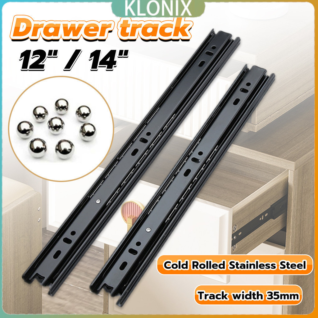 Ki Drawer slide rail three-section guide 12in 14in chdrawer roller ...