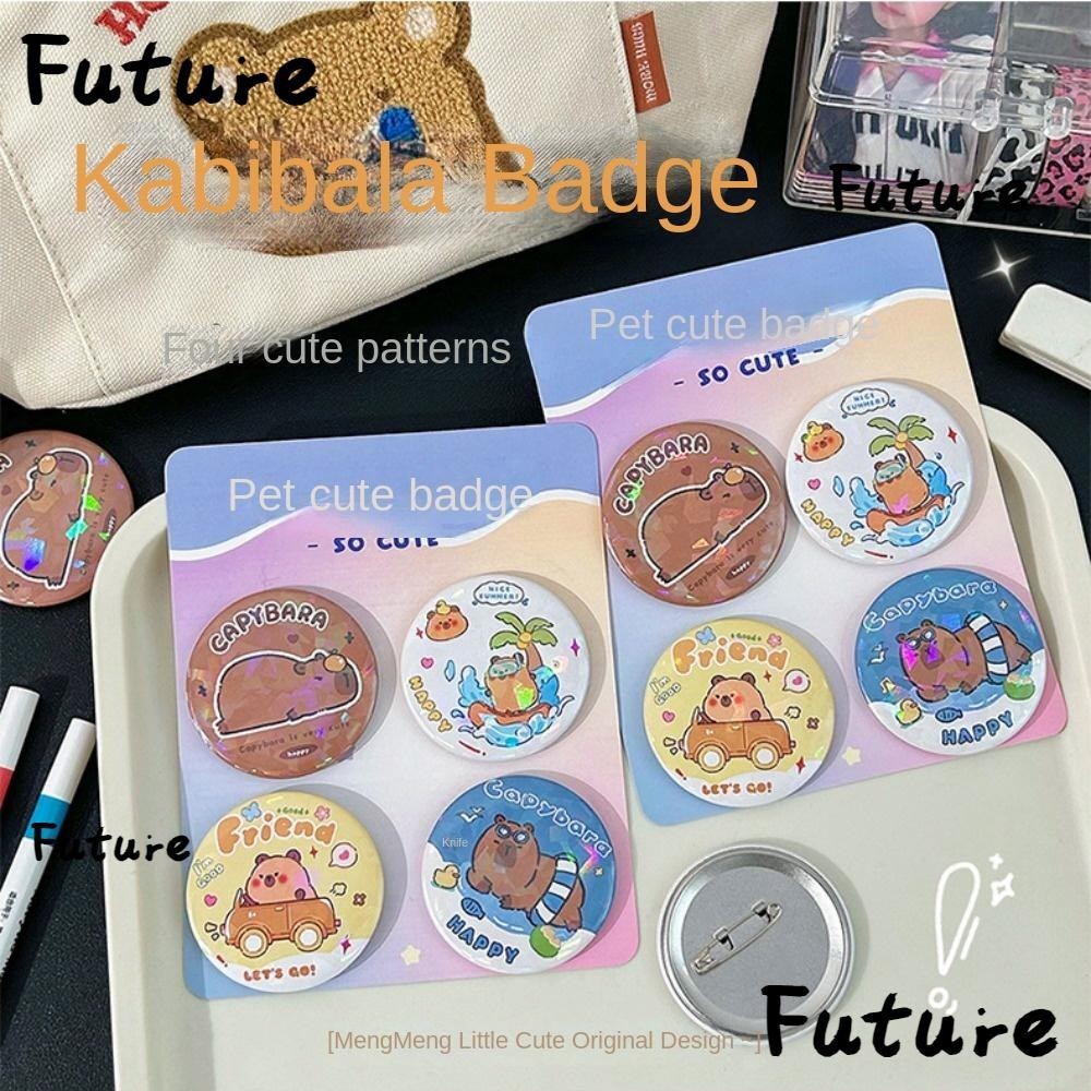 FUTURE Badge, Irony Back Pin Capybara Pin, Cartoon Circular Brooch