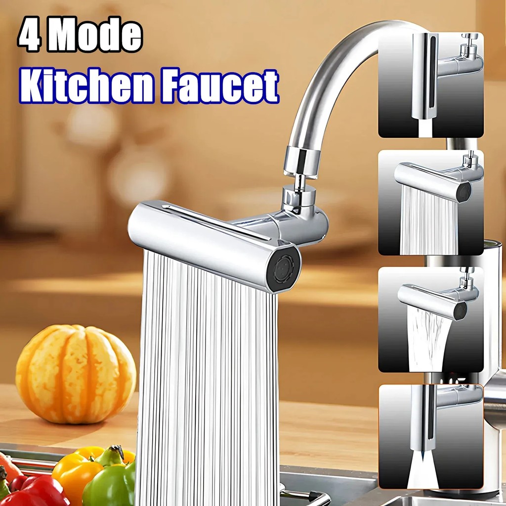 4 Modes Faucet Rotation Waterfall Stream Sprayer Head Kitchen Flexible ...