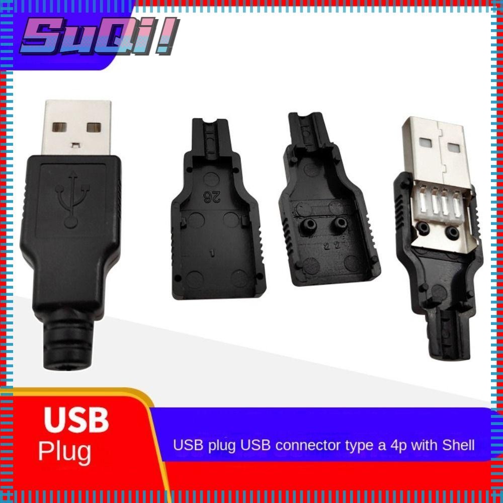 HI-SUQI Type A USB Plug, With Plastic Male USB Socket, Black DIY ...