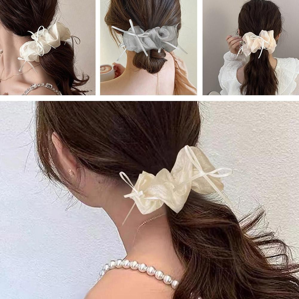 LYDIA1 Bow Large Intestine Hair Rope Mesh Ballet Style Hair Super