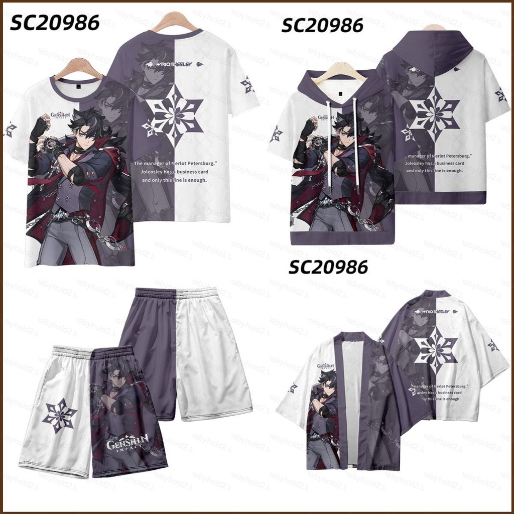 AMOMA Ensemble Crop Top & Short Genshin Impact – Cosplay Streetwear Deux Pièces Femme/Fille – Imprimé 3D Tendance