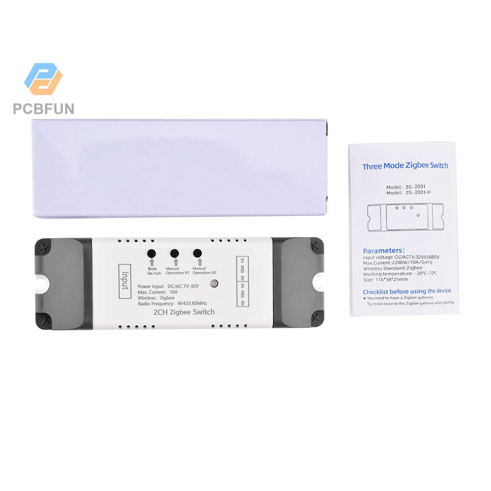 Pcbfun ZigBee 2CH WiFi RF Wireless Switch Relay Jog Self-locking ...