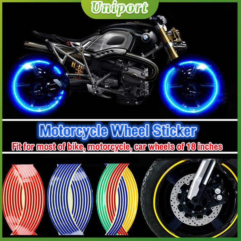 UNI 18 Inch Wheel Motorcycle Wheel Sticker Reflective Decals Rim Tape ...