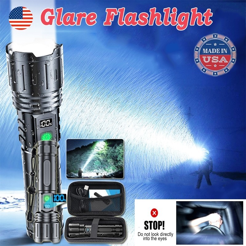 Strong light flashlight LED outdoor battery display USB charging P50 ...