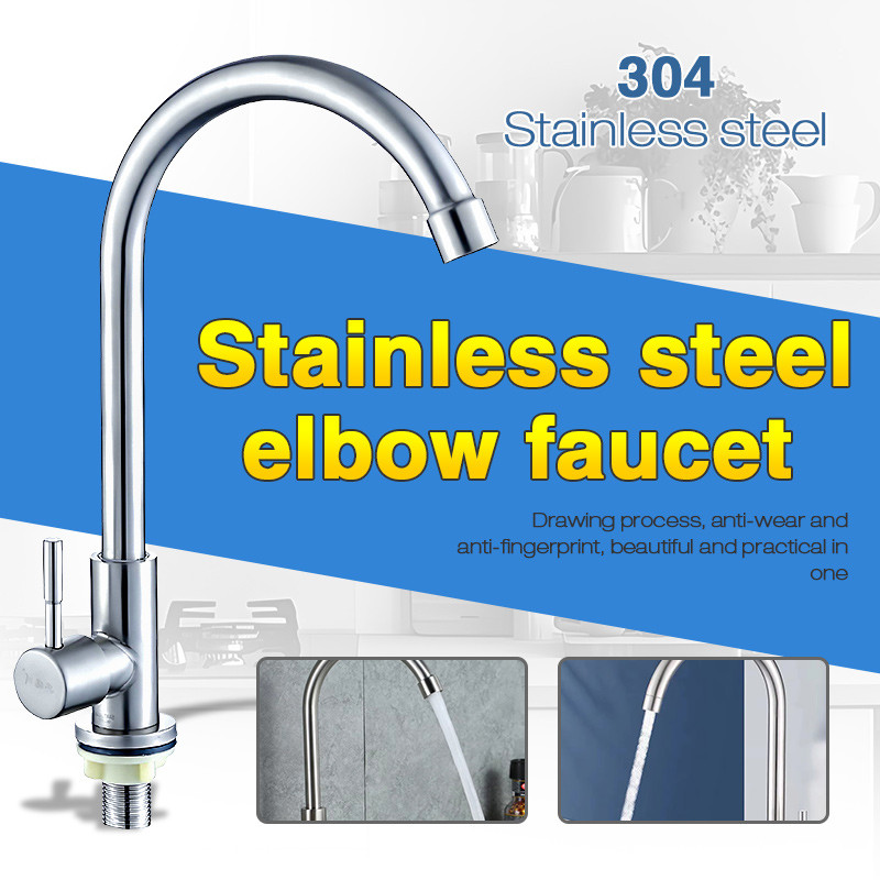 Stainless Steel SUS 304 Single Cold Kitchen Faucet Kitchen Tap | Shopee ...