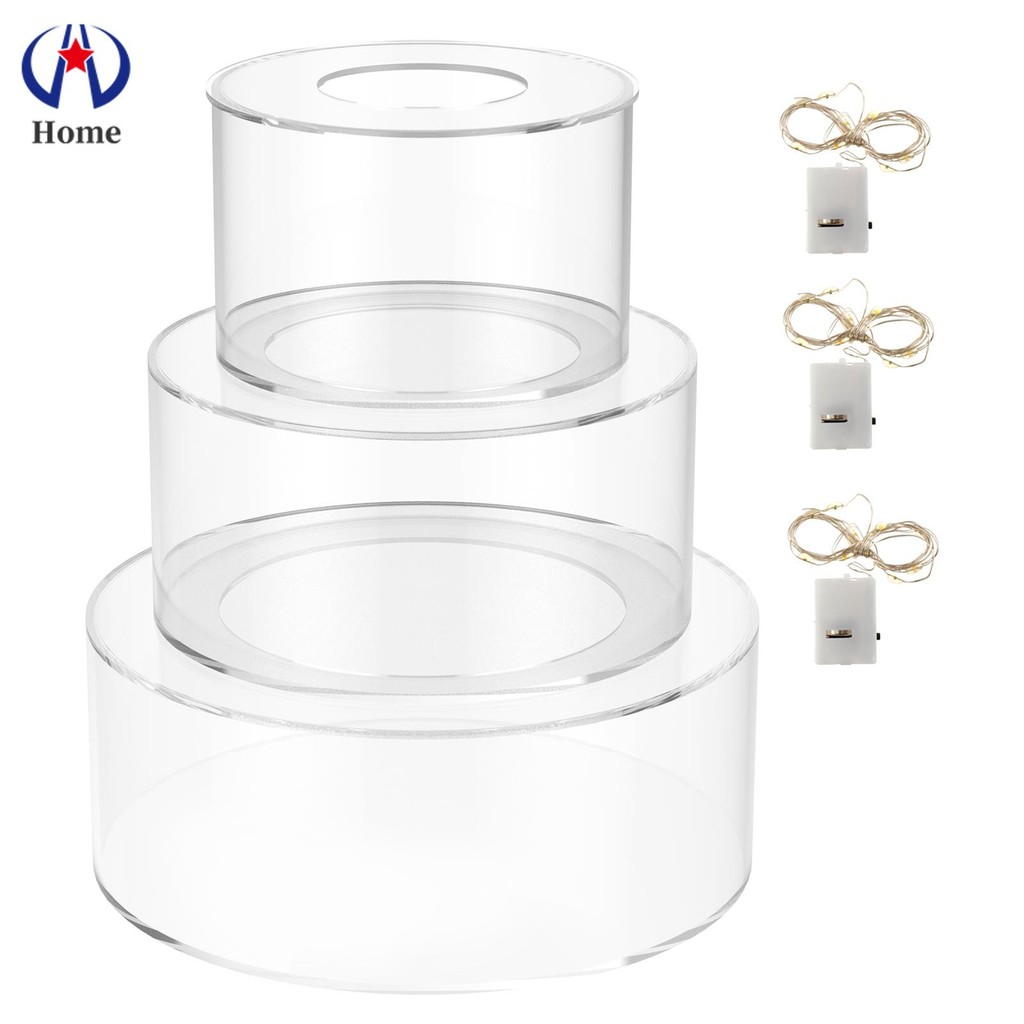 3 Pcs Acrylic Cake Stand Clear Cake Display Stand with LED String ...