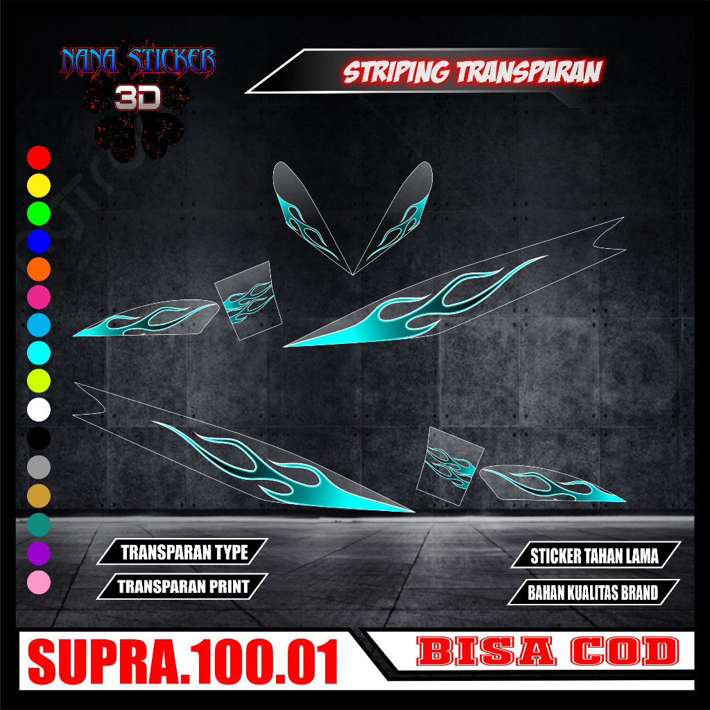 Transparent Striping HONDA SUPRA 100 Variations Sticker list for HONDA ...
