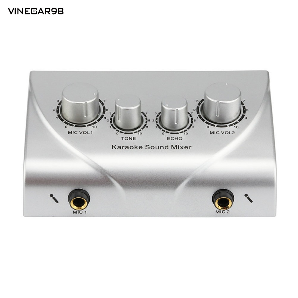 VINE Portable Dual Microphone Inputs Audio Sound Mixer for Amplifier