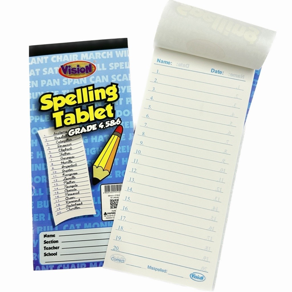 [1 PAD] Vision Spelling Tablet Grade 1 | Grade 2 | Grade 3 Stationary