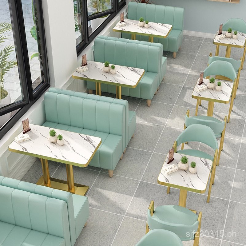 Long Table Combination Sweet Sofa Booth Restaurant Table and Chairs ...