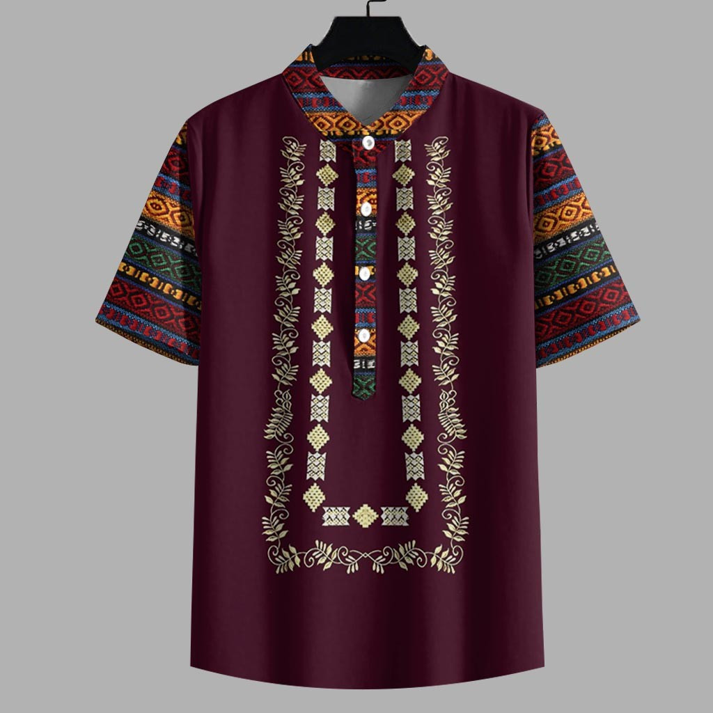 Bohemian Men's Light Beige Barong Short Sleeve Shirt Sublimation Print ...