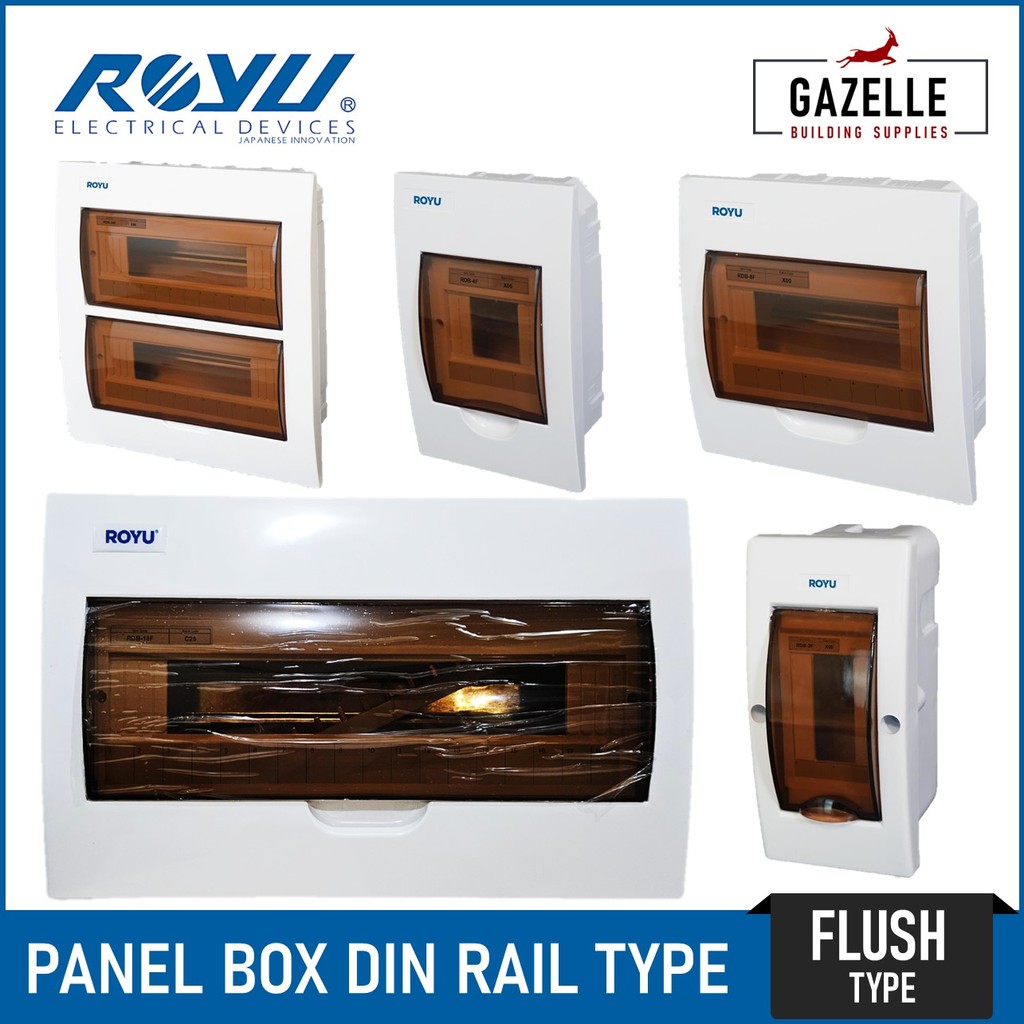 Royu DIN Rail Polycarbonate Panel Box Flush - 2/4/6/8/12/18/24 Modules ...