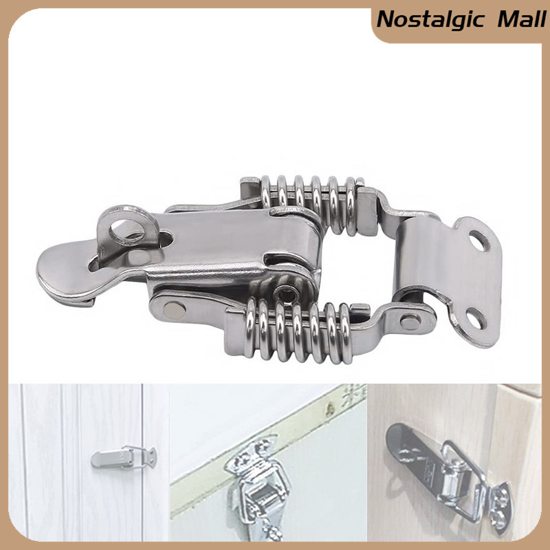 304 Stainless Steel Spring Locking Latch Hasp Lock Wood Suitcase Buckle ...