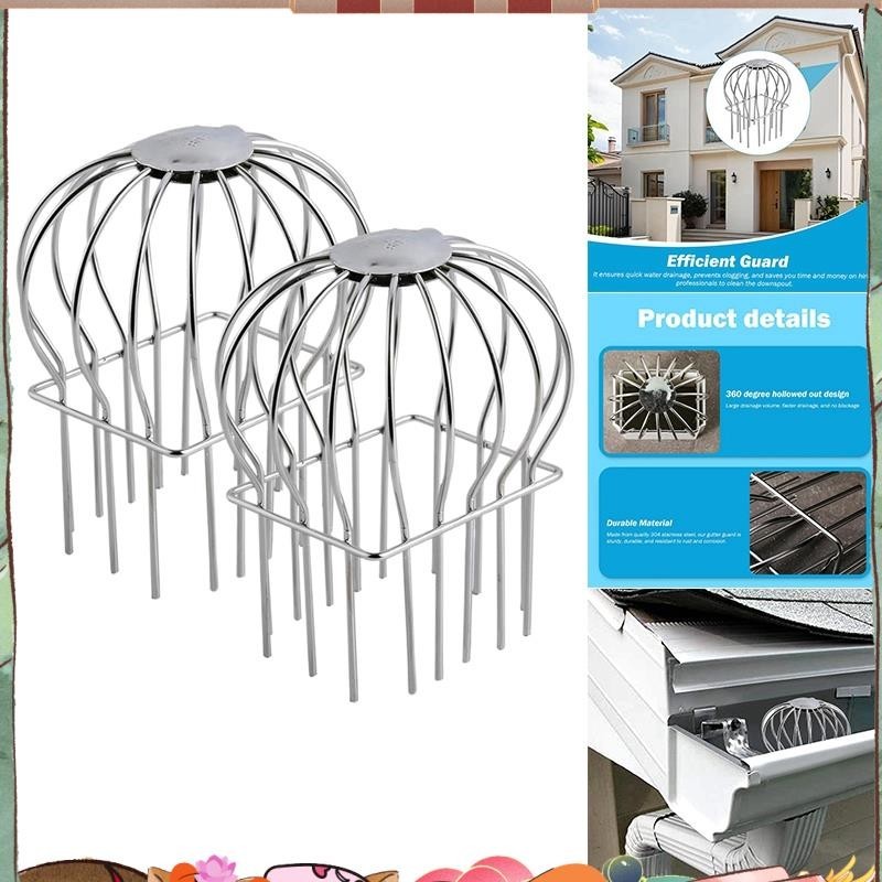 Gutter Guard,2Pcs Round Head Gutter Filter Downspout Guard Even Hollow ...