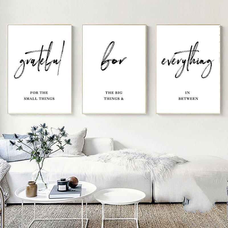 Simple Grateful Quotes Canvas Art Poster Modern Minimalist Style Living