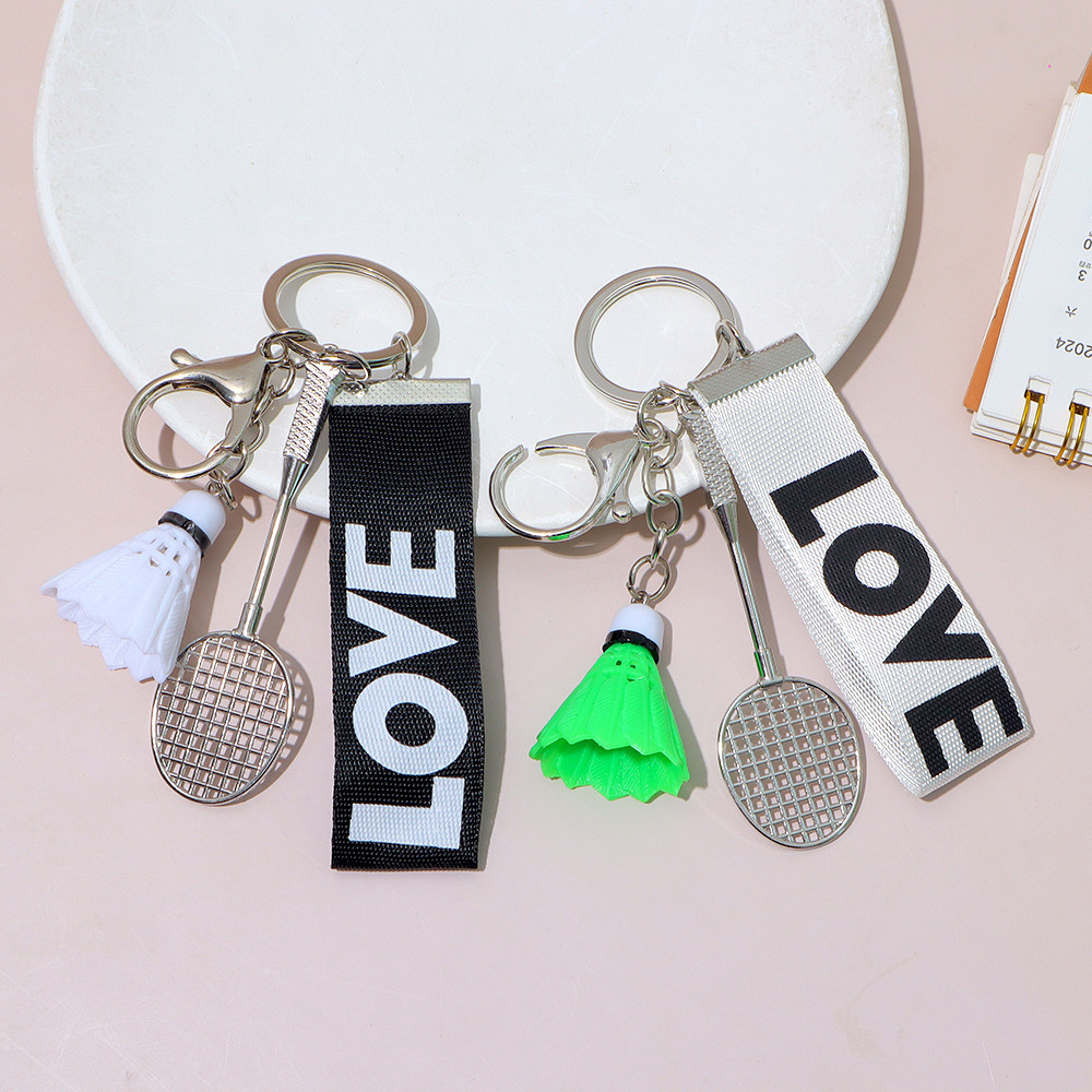 Mini 3D Badminton Racket Keychain Webbing Shuttlecock Sports Keyring ...