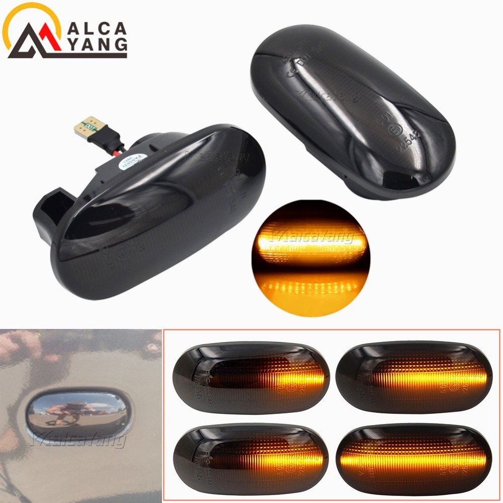 LED Dynamic Side Indicator Lights For Mitsubishi Triton L200 2005-2015 Pajero Montero Sport (Black Lens, No Bulb)