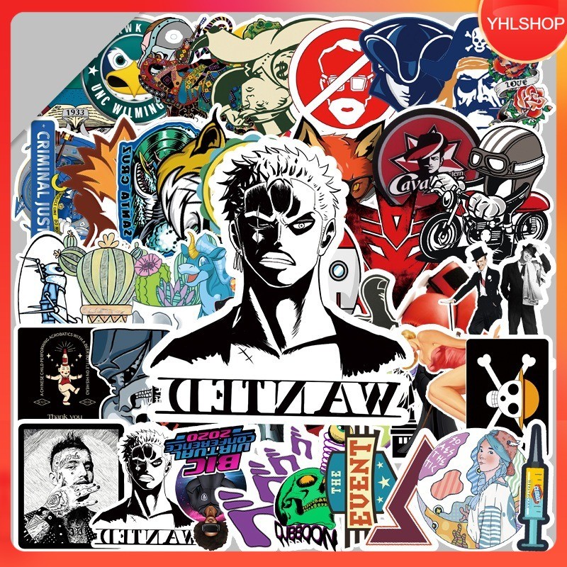 50 Designs Including Famous Cartoon Logos Mix anime Logo Sticker ...