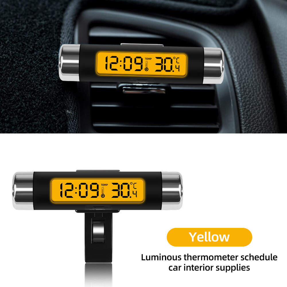 nxp2 in 1 Car Air Vent Outlet Clock Therm o meter Digital Time LCD