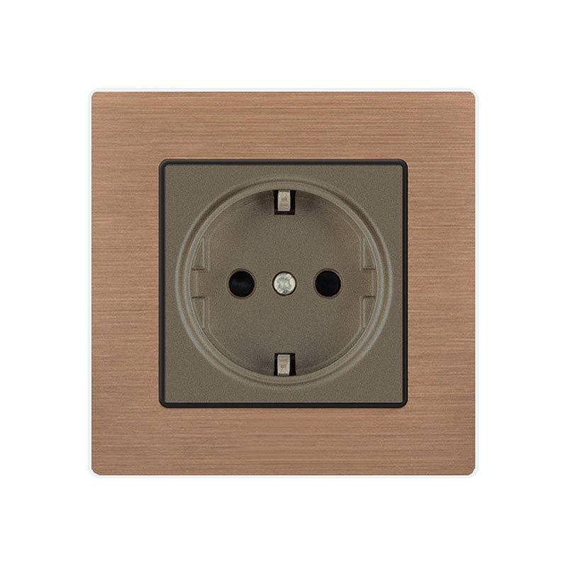 Type 86 Switch Socket Panel Brown Aluminum Brushed Concealed European ...