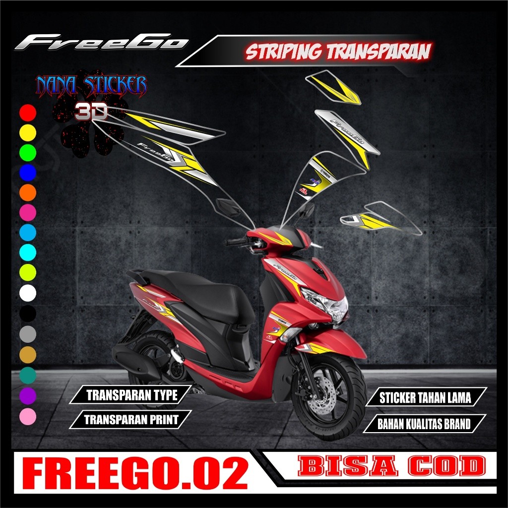Yamaha FREEGO TRANSPARENT Striping Sticker variations Sticker list for ...