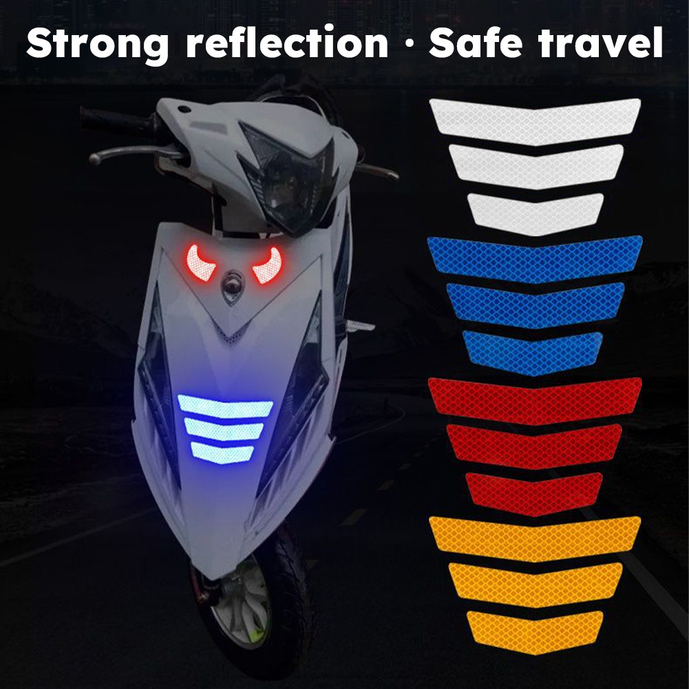 OM 3Pcs Motorcycle Stickers Reflective Warning Trapezoidal Tail Fender ...