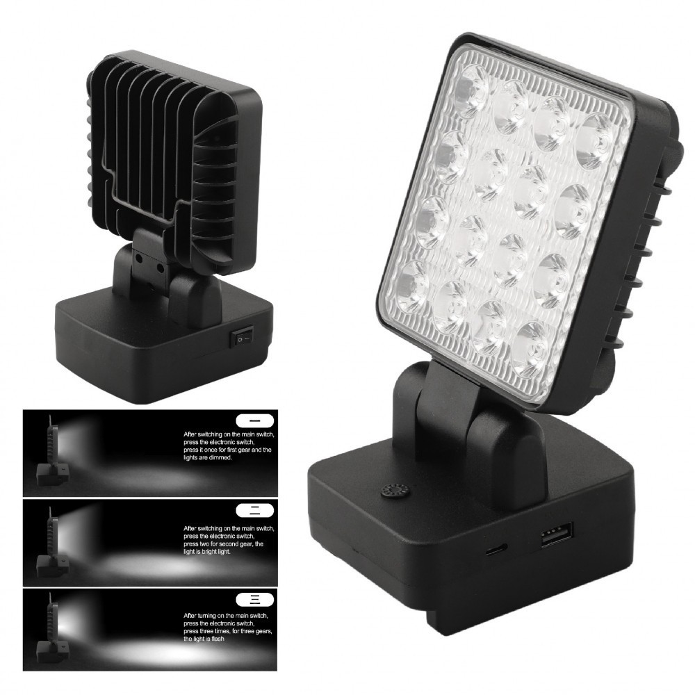 Cordless Work Light Double Switch Control For Bosch 18V Battery Camping