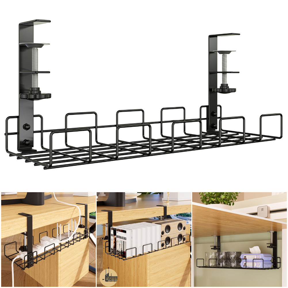 Under Desk Storage Rack Cable Management Tray Wire Organizer Desktop ...