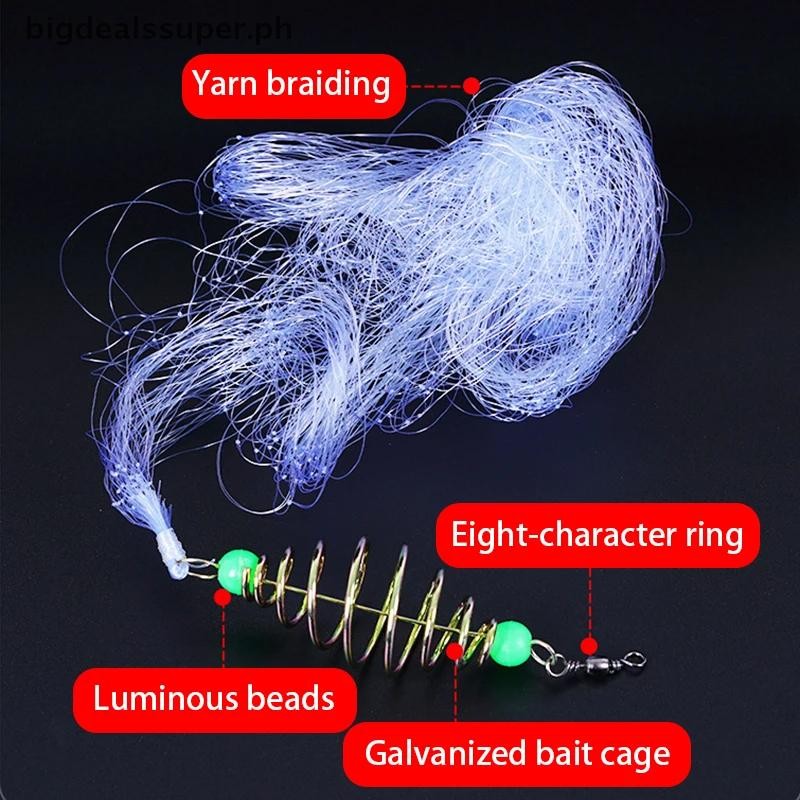 Pro 11 Size Fishing Net Trap Mesh Luminous Bead Netting Sea Fish Net ...