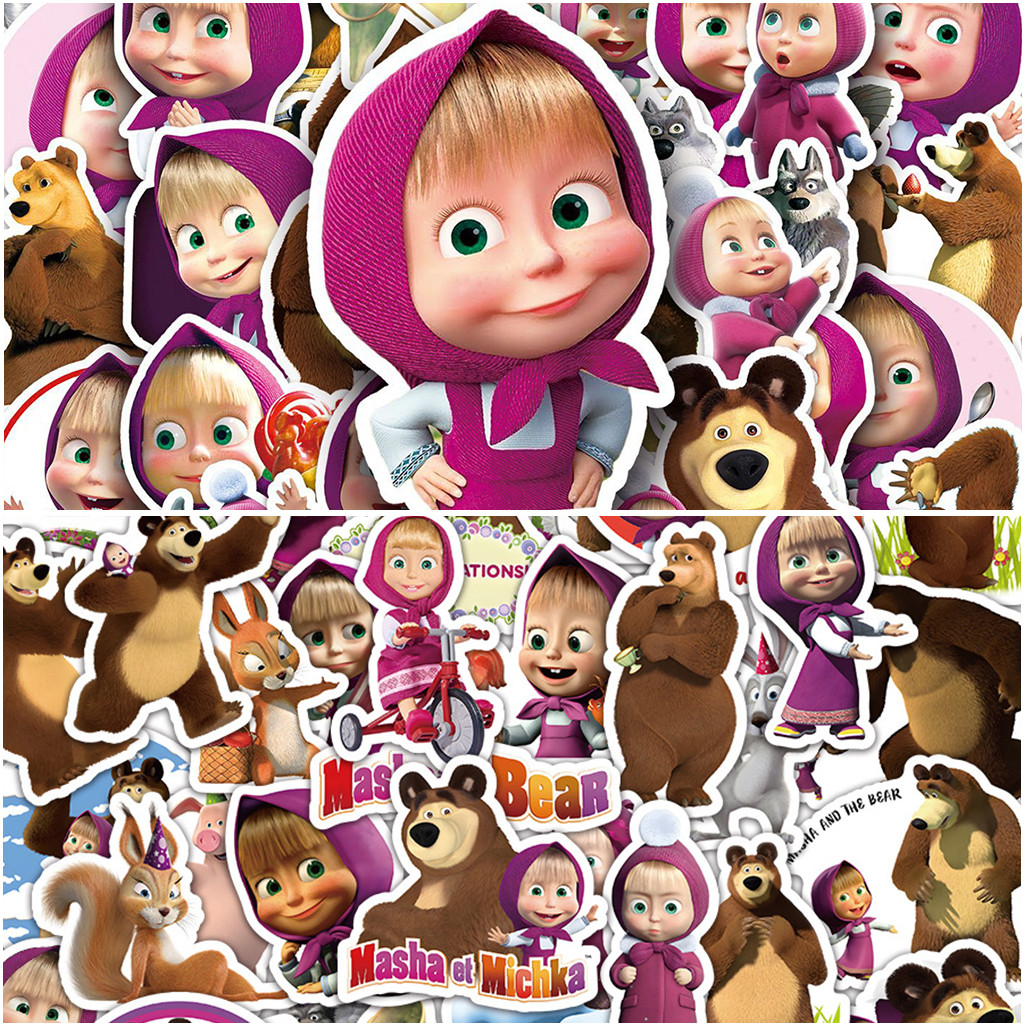 Y&P| Masha and The Bear Stickers Set Cartoon Graffiti Waterproof Decals ...