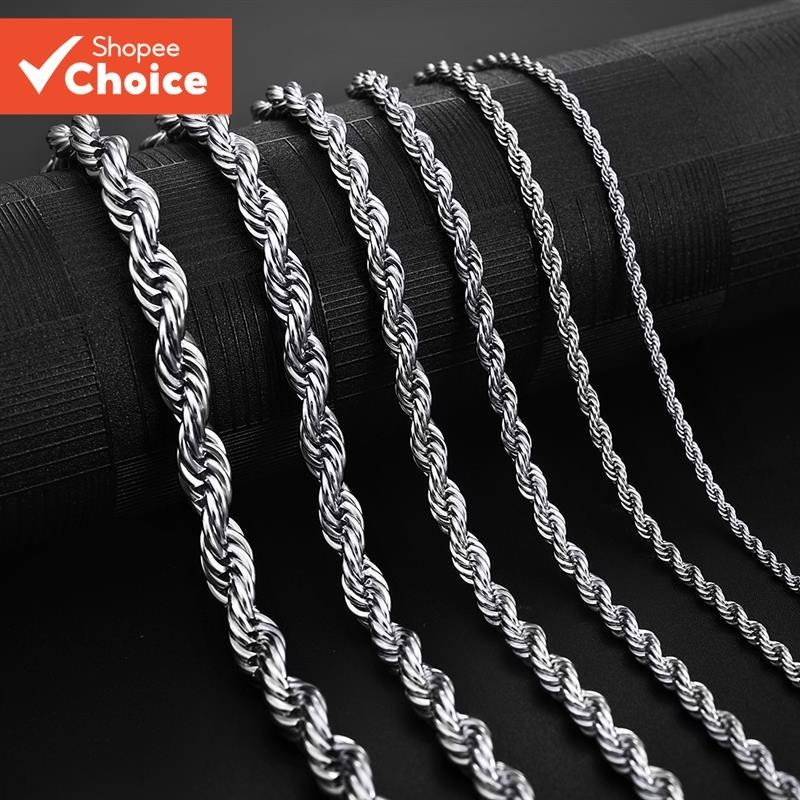 Stainless Steel Titanium Necklace Chunky Twist Chain for Men's DIY Hip ...