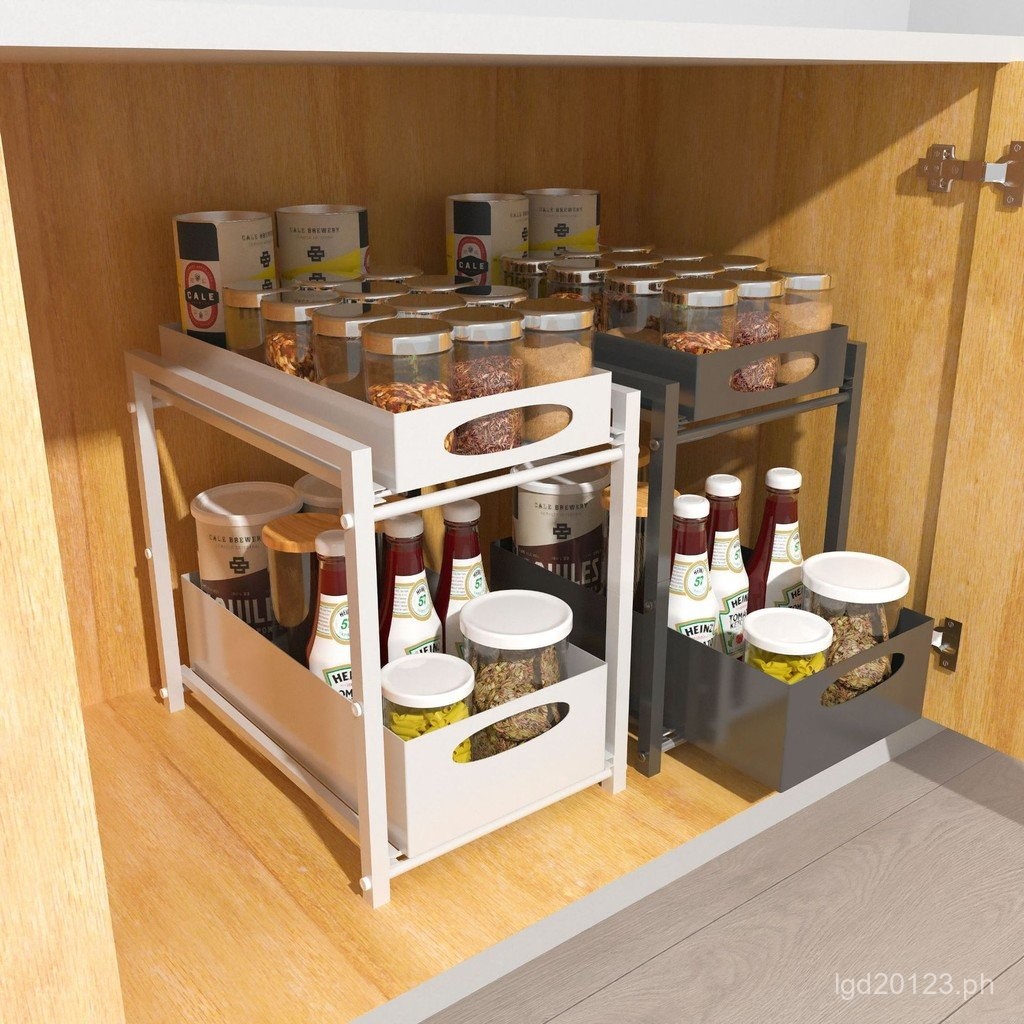 Multi-layer Storage Rack Partition Organizer Cabinet Under Sink Spice ...