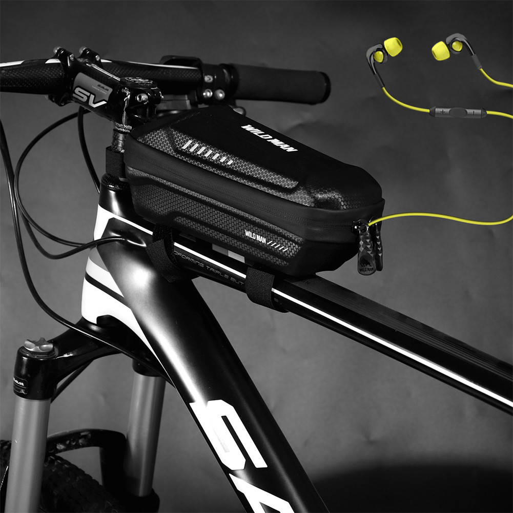 WILD MAN Bicycle MTB Bike Front Frame Storage Bags Waterproof Hard ...