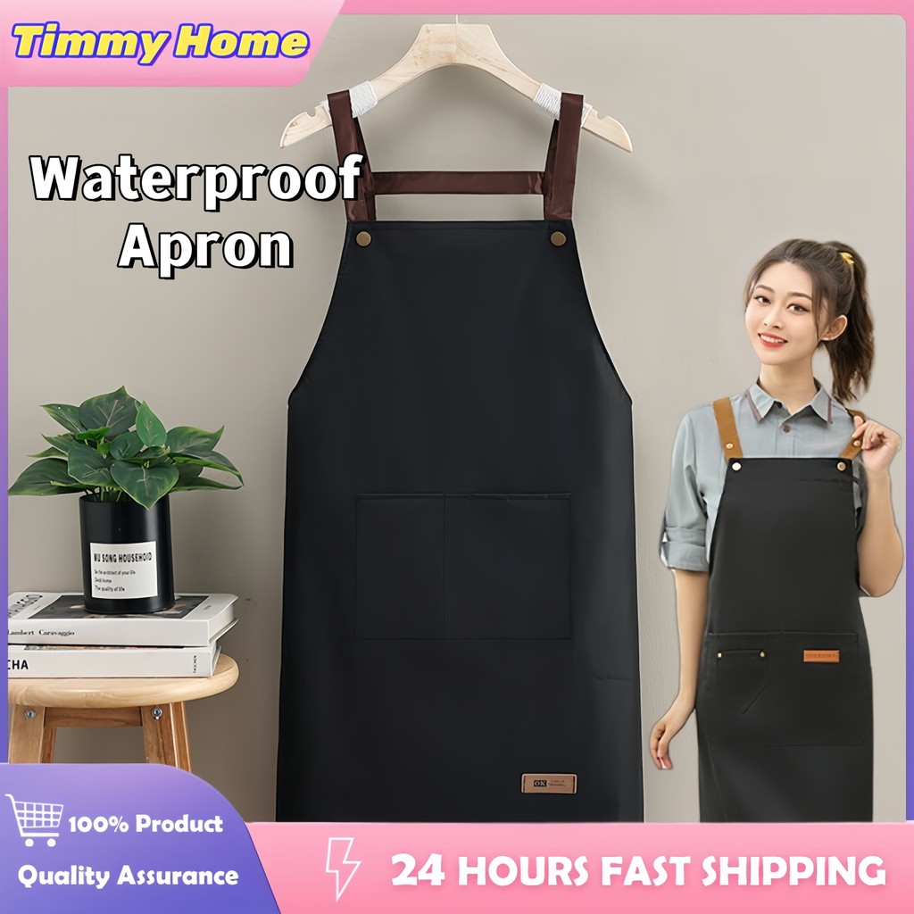 Waterproof Apron Coffee Shop Barber Working Bib Kitchen Cooking Aprons ...