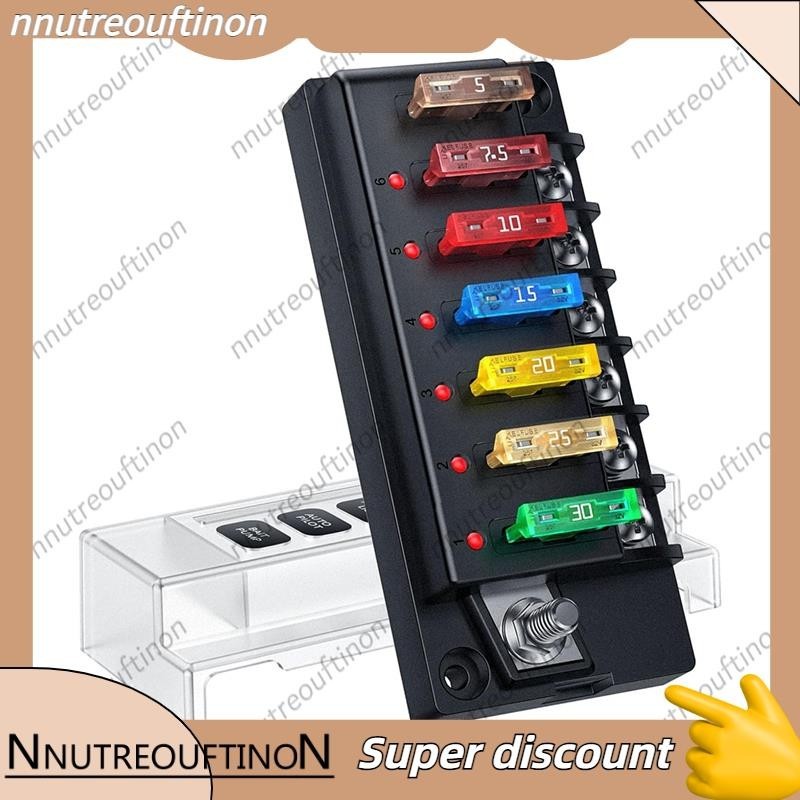 【nnutreouftinon】12V Fuse Block 6 Circuit Blade Fuse Box Kit with LED
