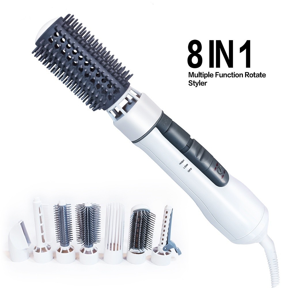 RQ+`Rotating Hair Dryer Brush 8 In 1 Blow Dryer Hot Air Styling Comb ...