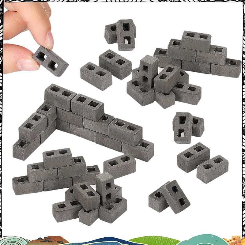 60 Packs Cinder Blocks 1/12 Scale Mini Bricks Concrete Miniature Bricks ...