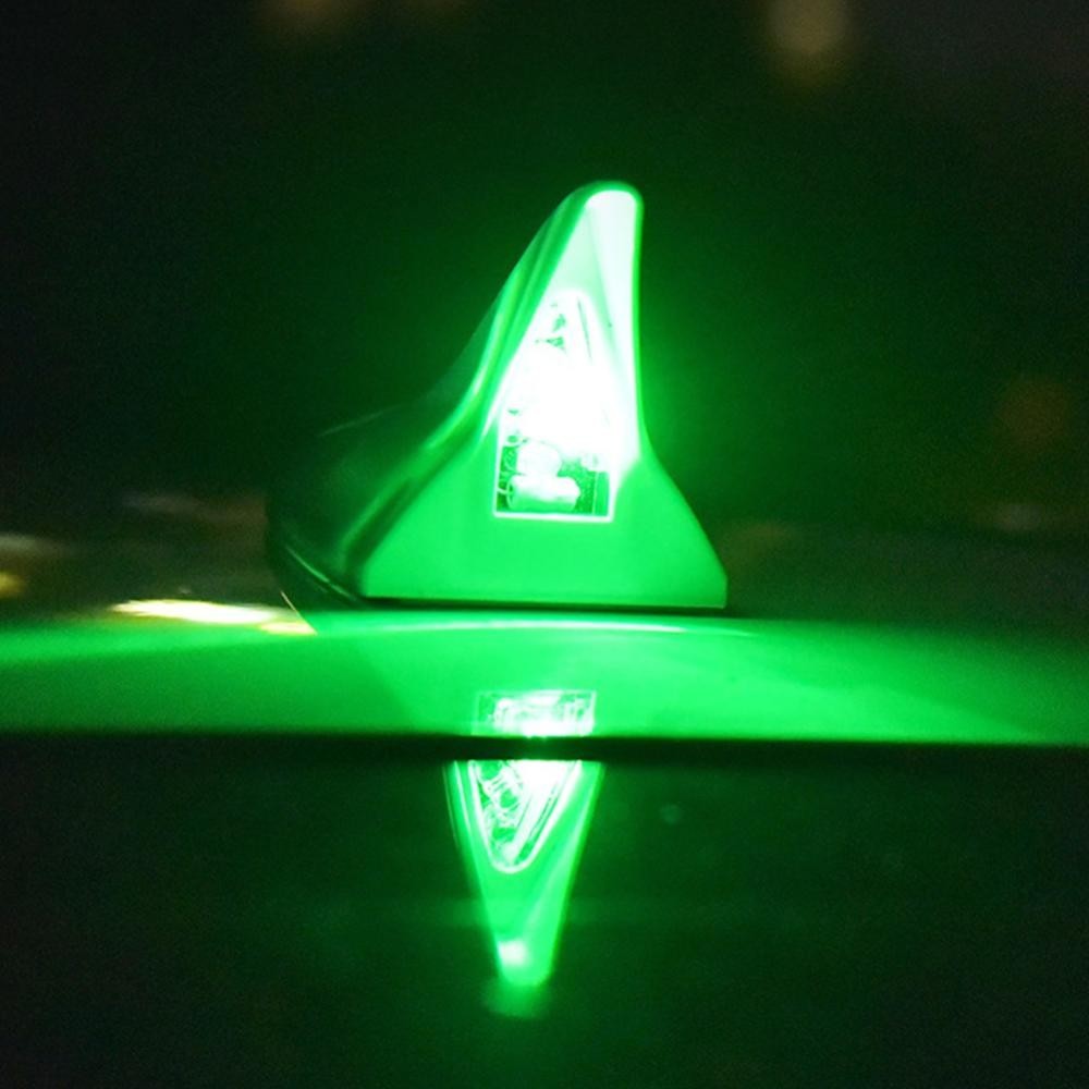 OM Car Solar Energy Shark Fin Antenna LED Warning Tail Lights 8 LED ...