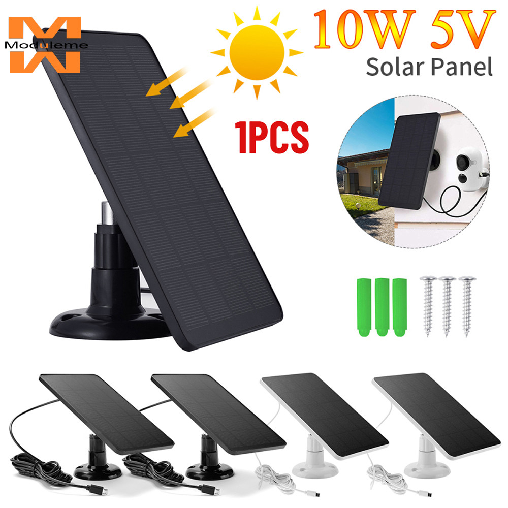 10W 5V Monobloc Silicon Solar Panel for Security Camera Micro & USB-C ...
