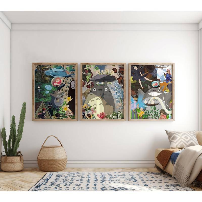 Studio Ghibli Poster 3 Pack Totoro Wall Art Ghibli Characters Anime ...