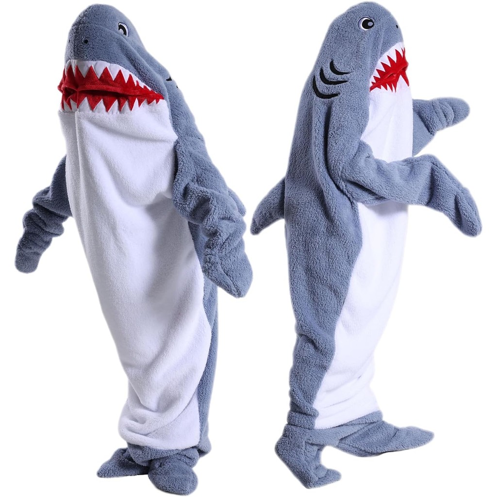 Shark Sleeping Bag Onesie - Wearable Blanket For Kids & Adults, Perfect For Camping & Lounging