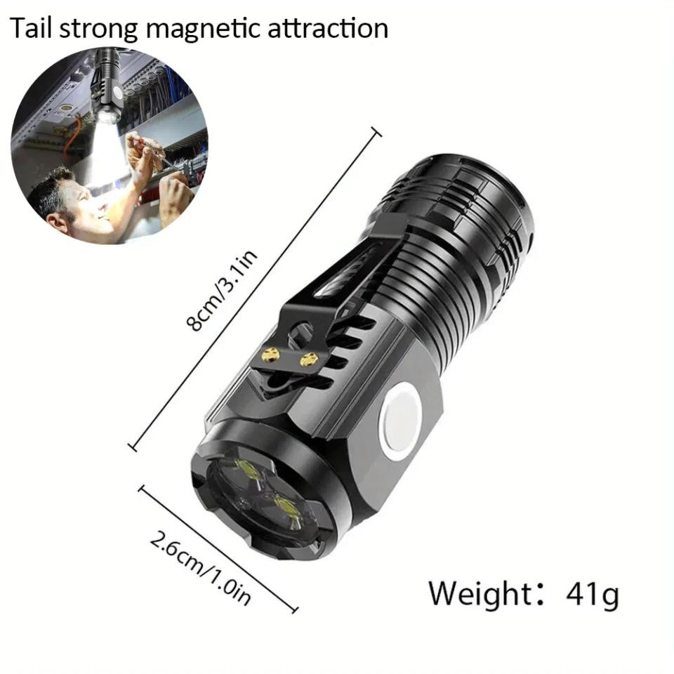 Rechargeable LED flashlight for camping, waterproof, compact, drop ...